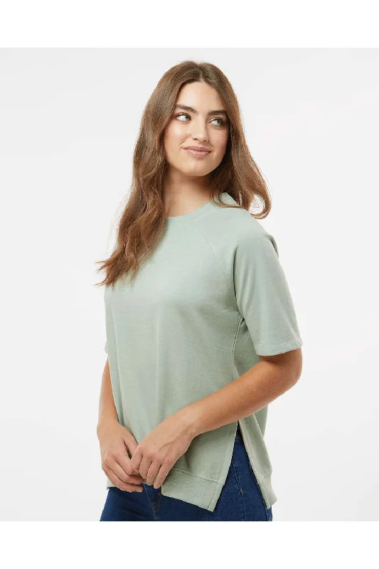 MV Sport Womens French Terry Short Sleeve Crewneck Sweatshirt - Greenstone - NEW