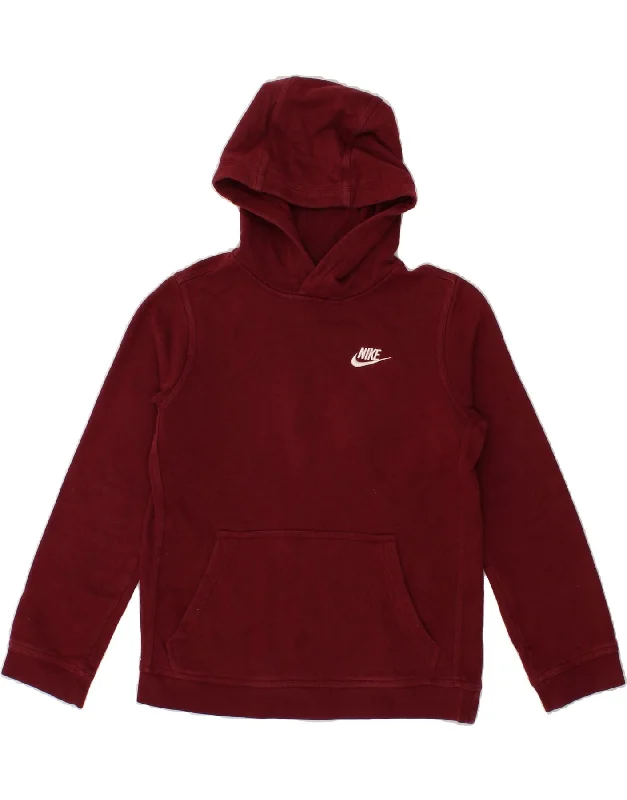 NIKE Boys Hoodie Jumper 12-13 Years Large Burgundy Cotton