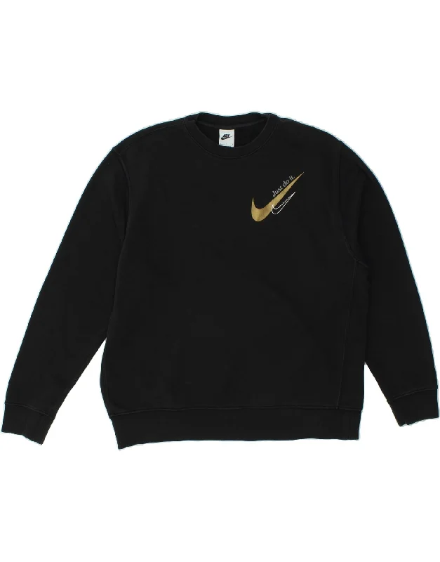 NIKE Mens Graphic Sweatshirt Jumper Large Black Cotton