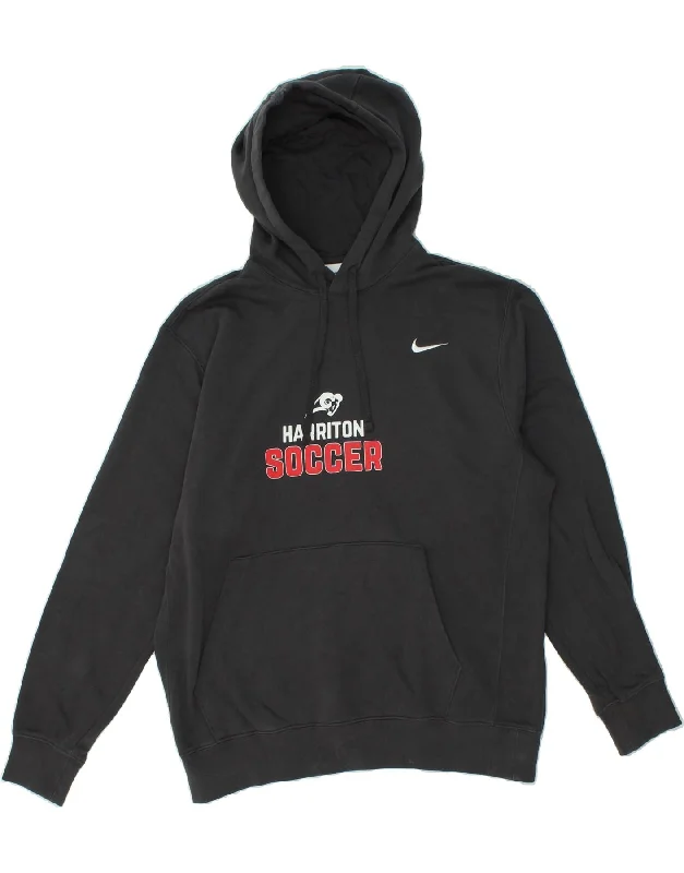 NIKE Mens Harriton Soccer Graphic Hoodie Jumper Large Grey Cotton