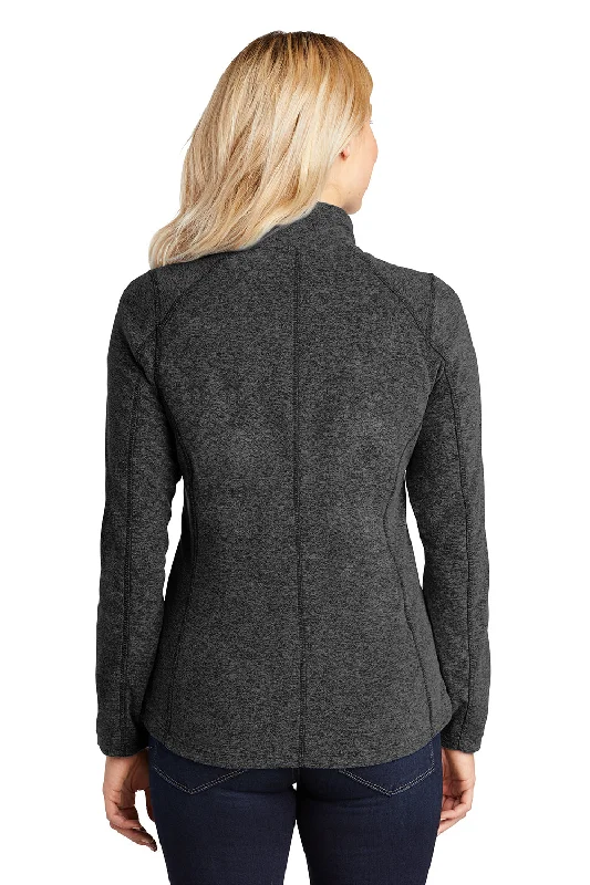 Port Authority Womens Pill Resistant Heather Microfleece Full Zip Sweatshirt - Heather Charcoal Black