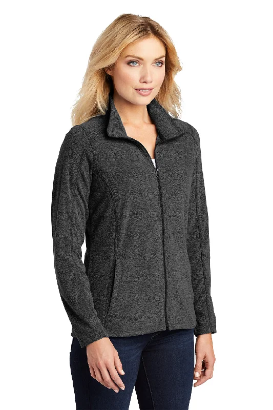 Port Authority Womens Pill Resistant Heather Microfleece Full Zip Sweatshirt - Heather Charcoal Black