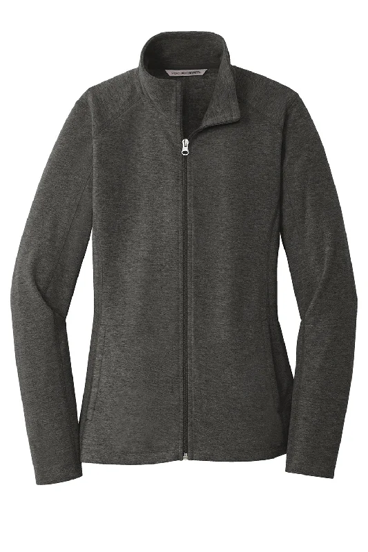 Port Authority Womens Pill Resistant Heather Microfleece Full Zip Sweatshirt - Heather Charcoal Black