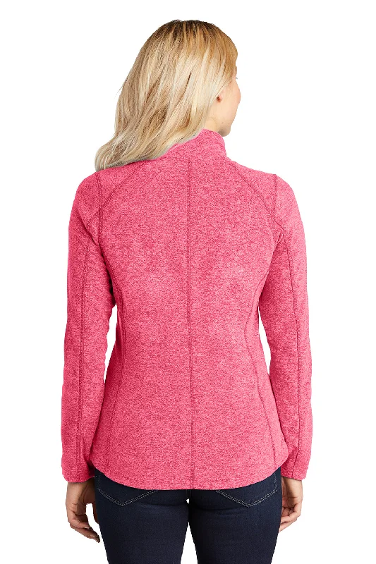 Port Authority Womens Pill Resistant Heather Microfleece Full Zip Sweatshirt - Heather Raspberry Pink