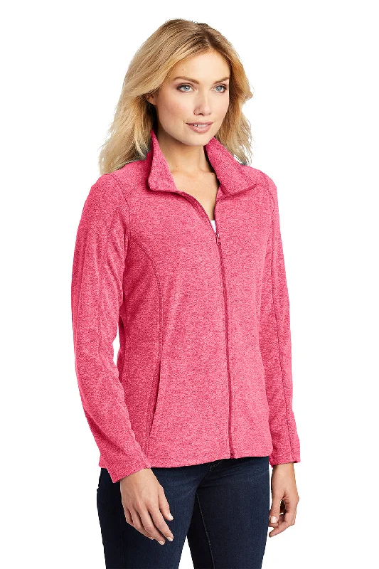 Port Authority Womens Pill Resistant Heather Microfleece Full Zip Sweatshirt - Heather Raspberry Pink