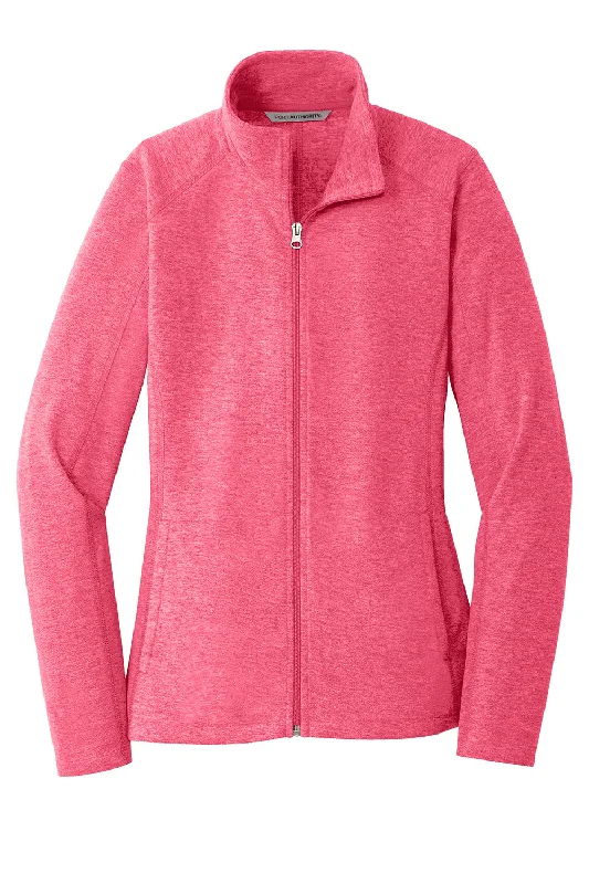 Port Authority Womens Pill Resistant Heather Microfleece Full Zip Sweatshirt - Heather Raspberry Pink