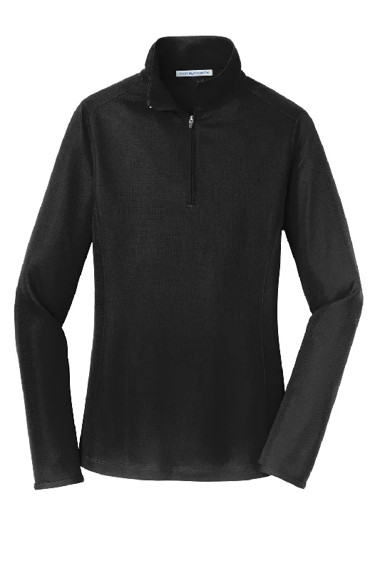 Port Authority Womens Moisture Wicking 1/4 Zip Sweatshirt - Black