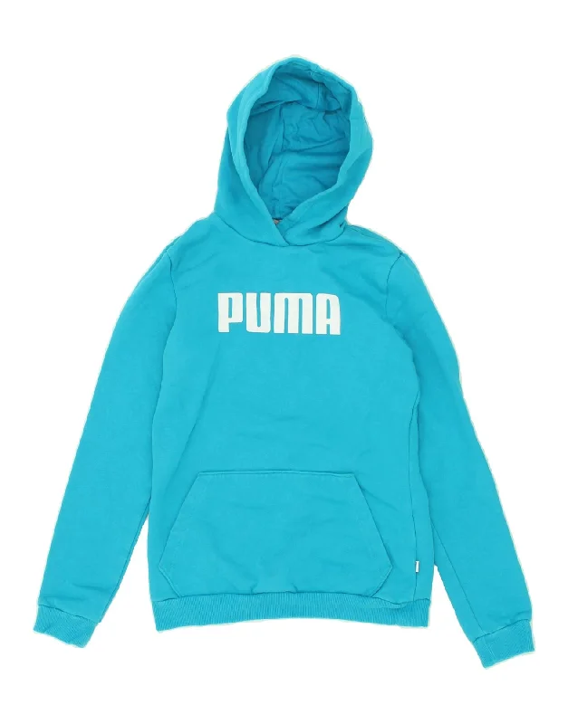 PUMA Boys Graphic Hoodie Jumper 15-16 Years  Blue Cotton