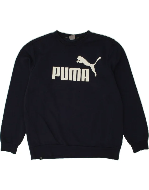 PUMA Mens Graphic Sweatshirt Jumper XL Navy Blue Cotton