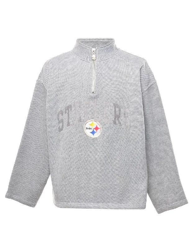 Quarter Zip Steelers Printed Sweatshirt - L