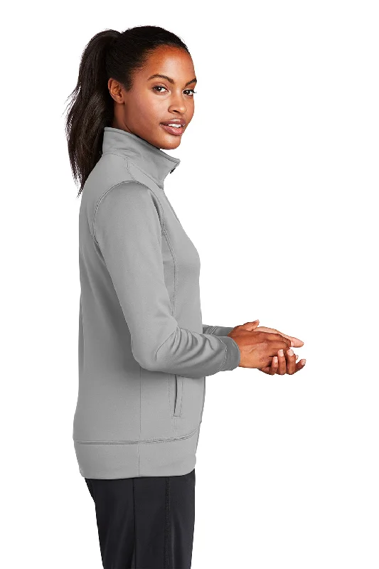 Sport-Tek Womens Sport-Wick Moisture Wicking Fleece Full Zip Sweatshirt - Silver Grey