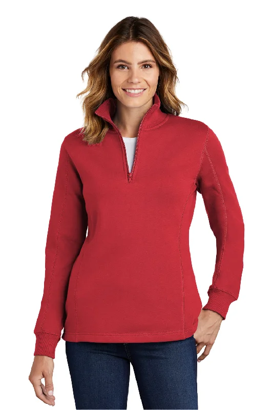 Sport-Tek Womens Shrink Resistant Fleece 1/4 Zip Sweatshirt - True Red