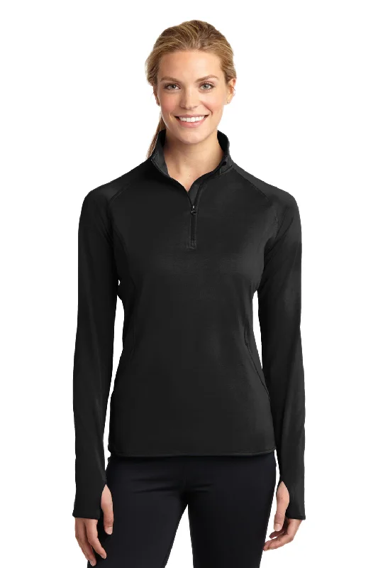 Sport-Tek Womens Sport-Wick Moisture Wicking 1/4 Zip Sweatshirt - Black