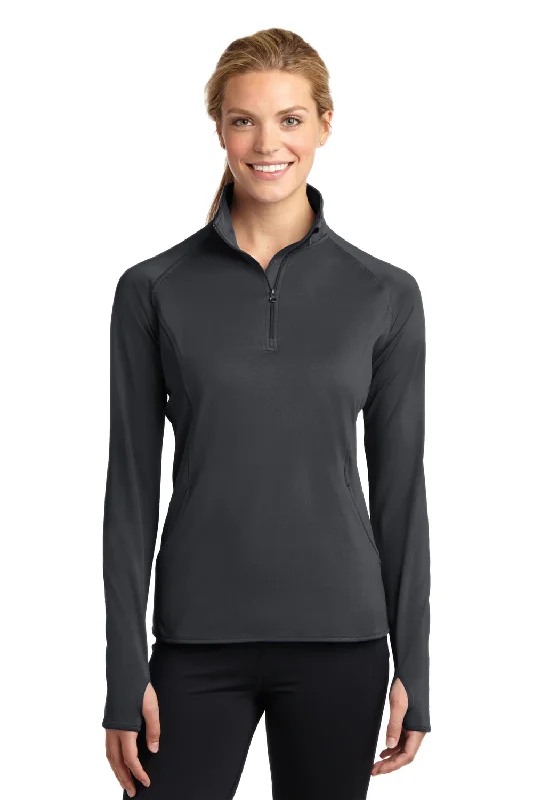 Sport-Tek Womens Sport-Wick Moisture Wicking 1/4 Zip Sweatshirt - Charcoal Grey