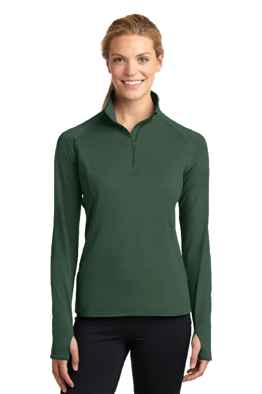 Sport-Tek Womens Sport-Wick Moisture Wicking 1/4 Zip Sweatshirt - Forest Green