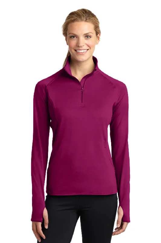 Sport-Tek Womens Sport-Wick Moisture Wicking 1/4 Zip Sweatshirt - Pink Rush