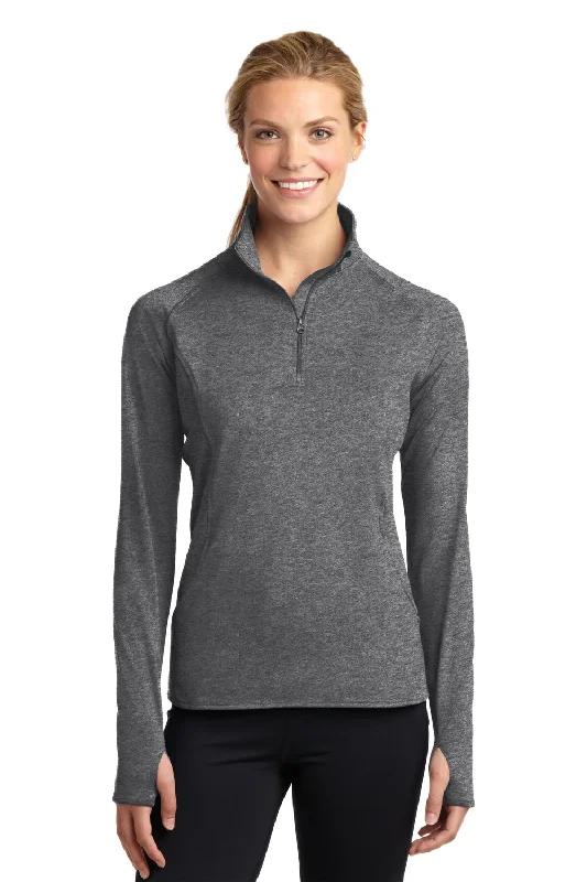 Sport-Tek Womens Sport-Wick Moisture Wicking 1/4 Zip Sweatshirt - Heather Charcoal Grey