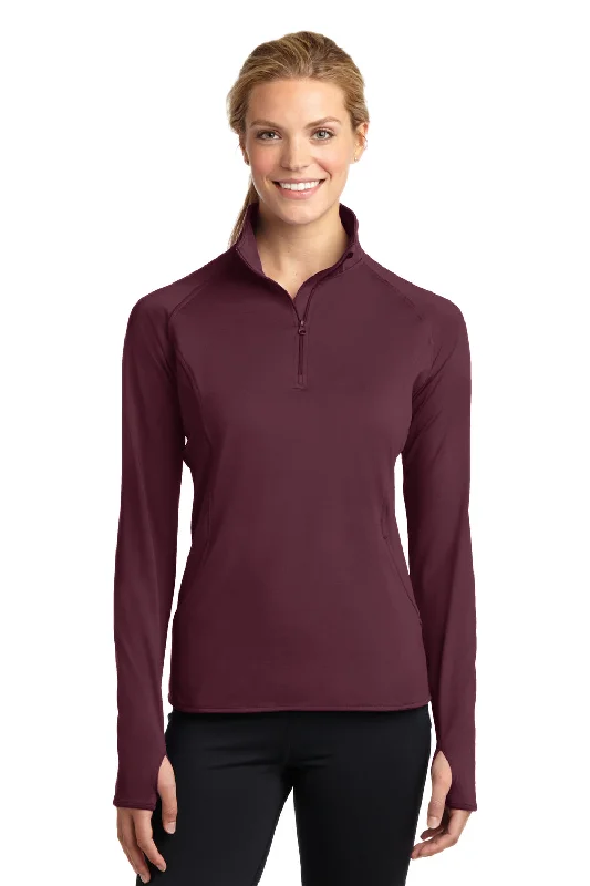 Sport-Tek Womens Sport-Wick Moisture Wicking 1/4 Zip Sweatshirt - Maroon