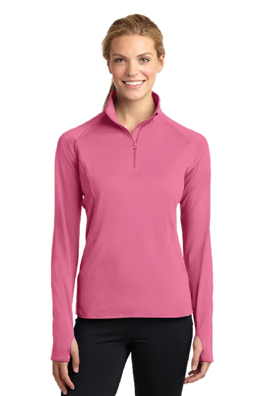 Sport-Tek Womens Sport-Wick Moisture Wicking 1/4 Zip Sweatshirt - Dusty Rose Pink