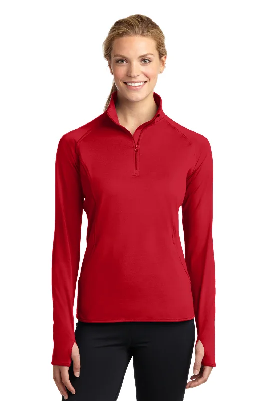 Sport-Tek Womens Sport-Wick Moisture Wicking 1/4 Zip Sweatshirt - True Red