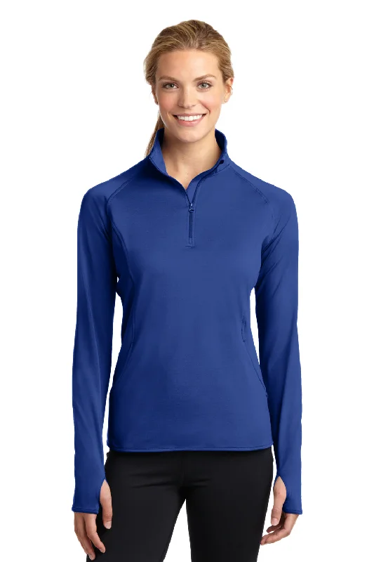 Sport-Tek Womens Sport-Wick Moisture Wicking 1/4 Zip Sweatshirt - True Royal Blue