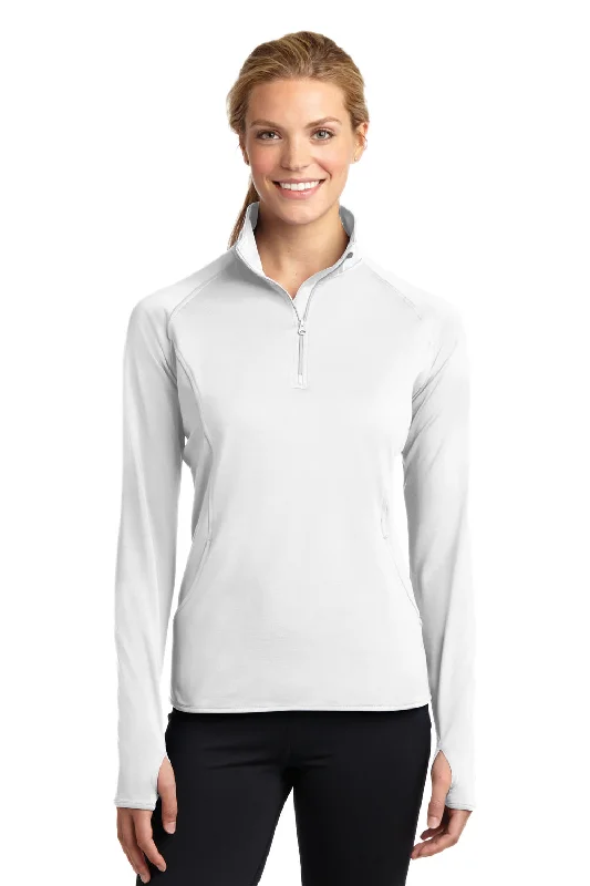 Sport-Tek Womens Sport-Wick Moisture Wicking 1/4 Zip Sweatshirt - White