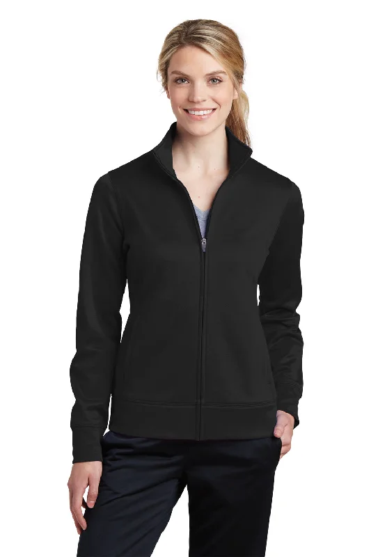 Sport-Tek Womens Sport-Wick Moisture Wicking Fleece Full Zip Sweatshirt - Black