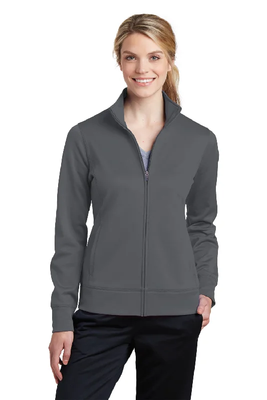 Sport-Tek Womens Sport-Wick Moisture Wicking Fleece Full Zip Sweatshirt - Dark Smoke Grey