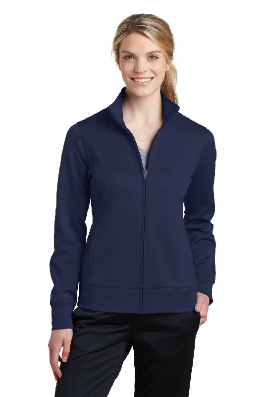 Sport-Tek Womens Sport-Wick Moisture Wicking Fleece Full Zip Sweatshirt - Navy Blue