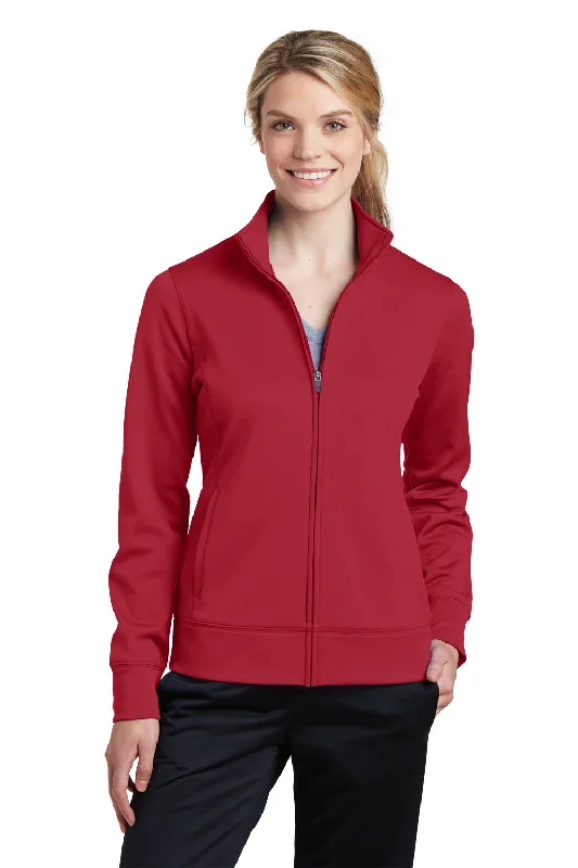 Sport-Tek Womens Sport-Wick Moisture Wicking Fleece Full Zip Sweatshirt - Deep Red