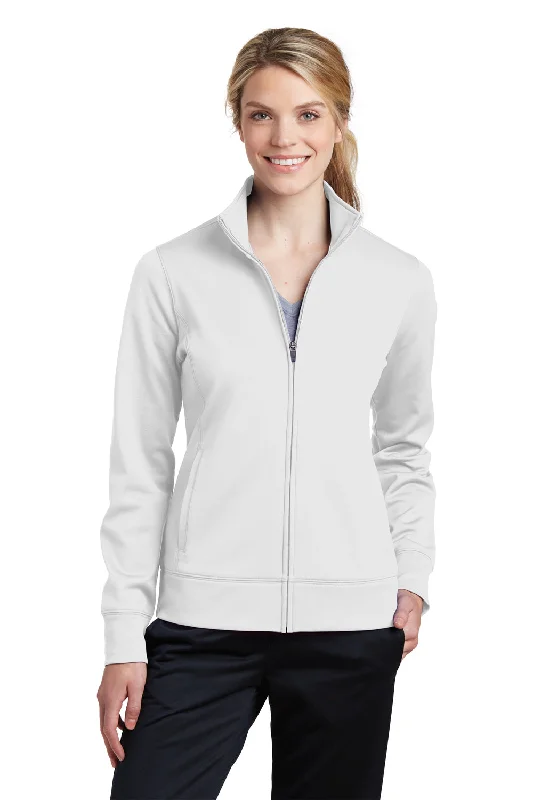 Sport-Tek Womens Sport-Wick Moisture Wicking Fleece Full Zip Sweatshirt - White