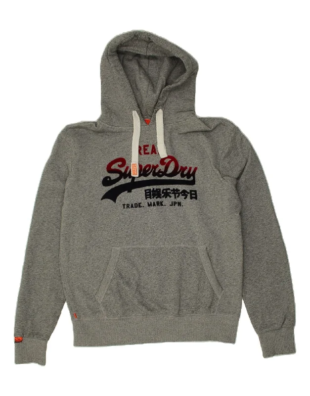 SUPERDRY Mens Graphic Hoodie Jumper XL Grey Cotton