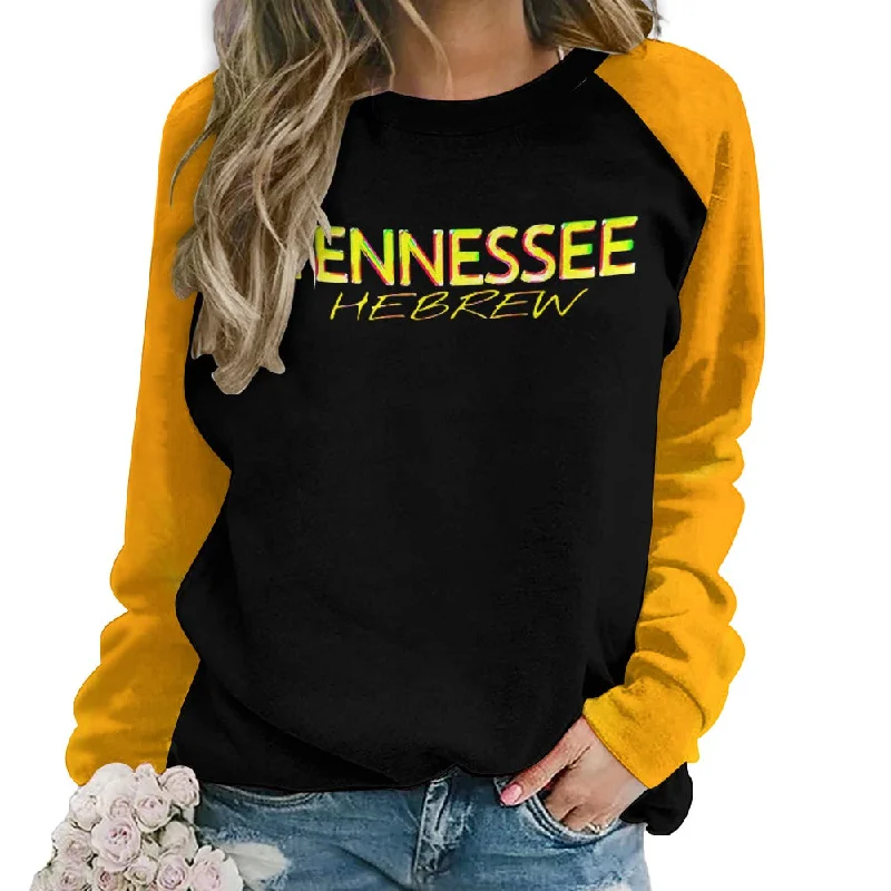 Tennessee Hebrew 01 Ladies Designer Raglan Round Neck Sweatshirt