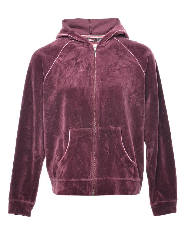 Velour Hooded Sweatshirt - L