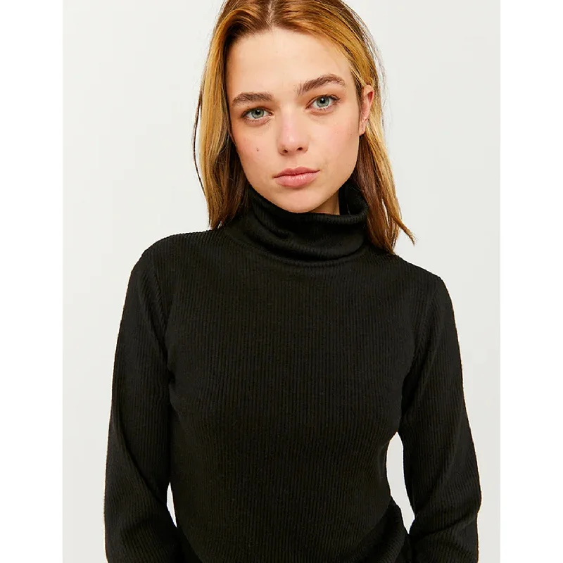 TW Black Roll Neck Ribbed Top