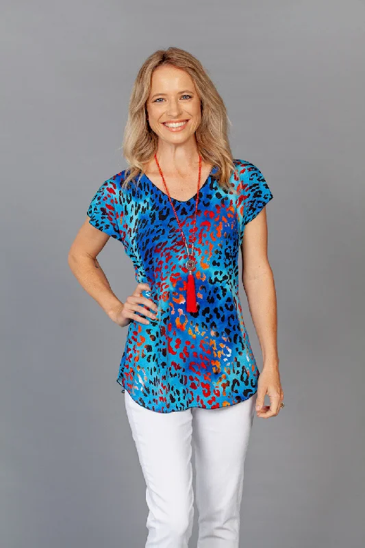 Azure Print Short Sleeve Jersey Top