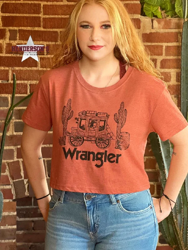 Ladies Wrangler Retro Graphic Crop ~ Redwood