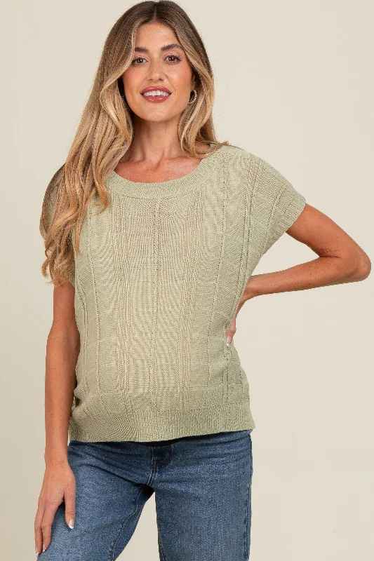 Mint Green Knit Short Sleeve Sweater Maternity Top