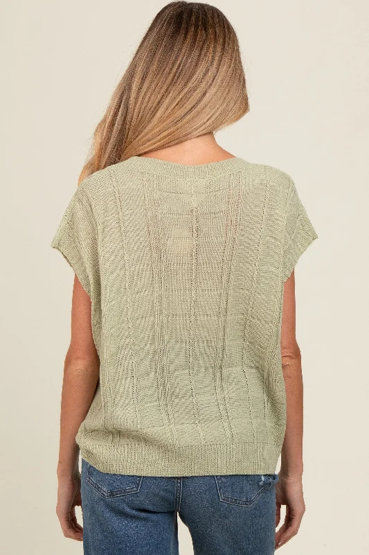 Mint Green Knit Short Sleeve Sweater Maternity Top