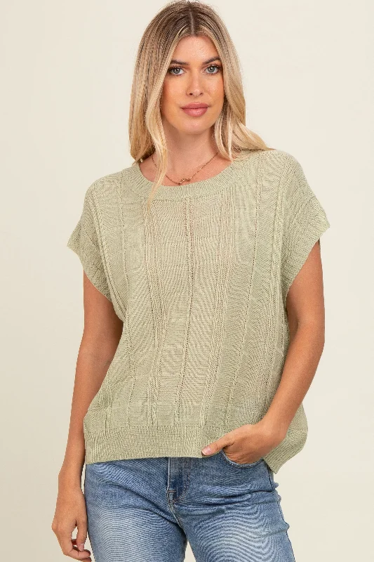 Mint Green Knit Short Sleeve Sweater Maternity Top