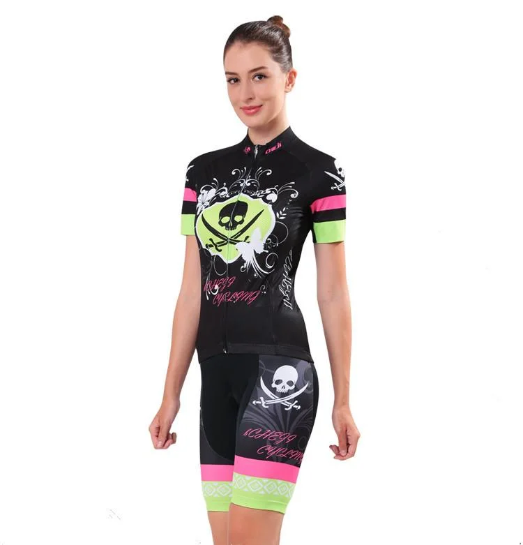 Tropical Skull Green Short Sleeve Cycling Jersey Set