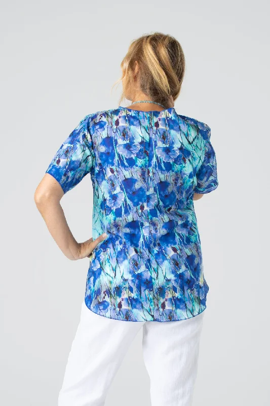 Whitsunday Print Short Sleeve Linen/Silk Shirt