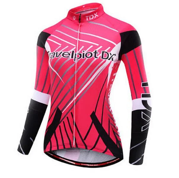 XINTOWN Red Black Long Sleeve Cycling Jersey