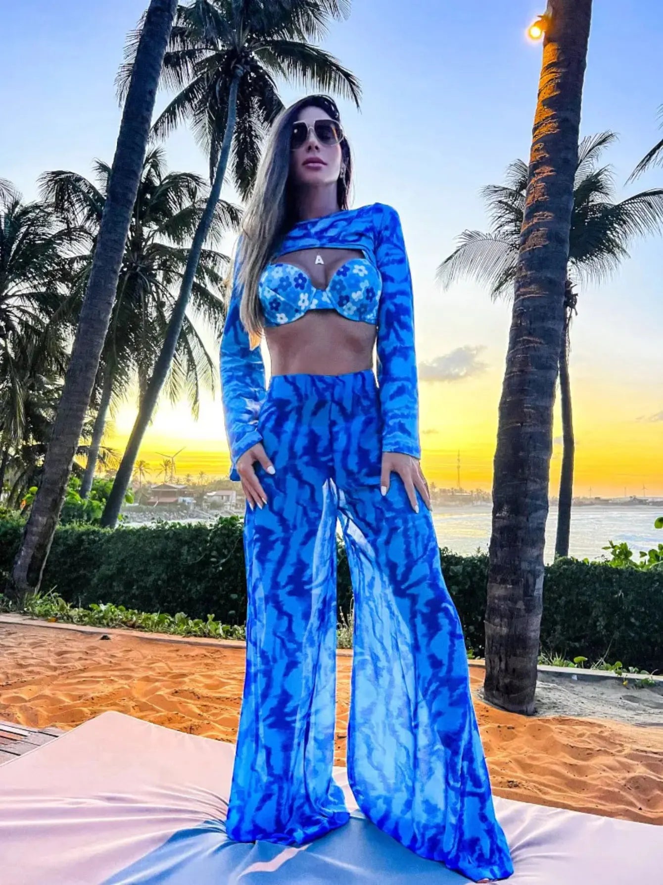 Bikini & Long Sleeve Crop Wide Leg Pants Sets Beach bikini, Stylish, Comfortable, Trendy Bikini & Long Sleeve Crop Wide Leg Pants Sets Beach bikini, Stylish, Comfortable, Trendy