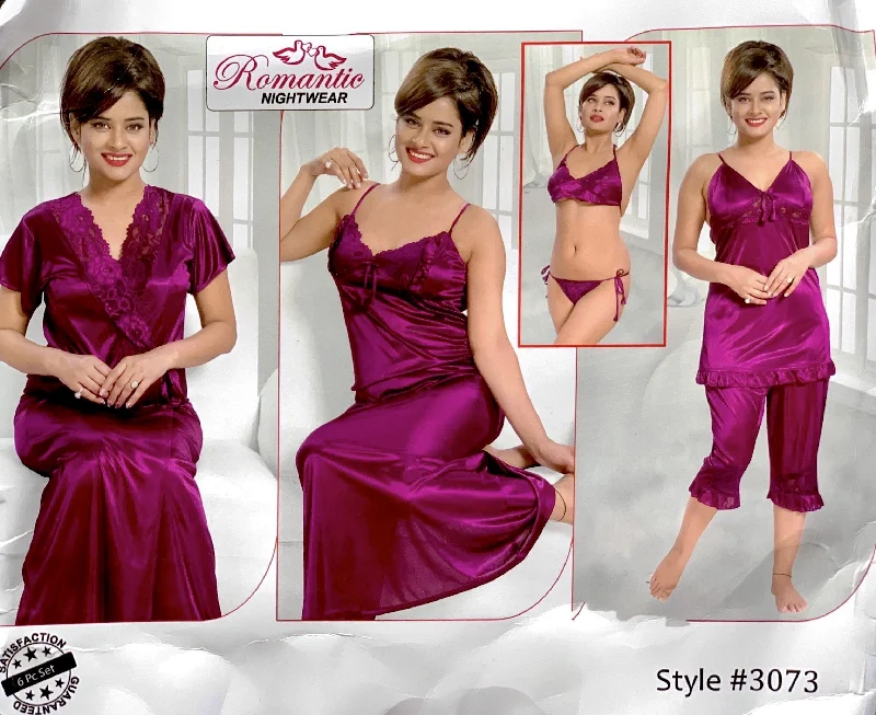 Romantic Nightwear - 6Pcs Bridal Nighty Sets - 3073 - Long Nighty with Gown, Pajama Set & Sexy Bikini Set Bandeau bikini top, Strapless, Elegant, Sexy Romantic Nightwear - 6Pcs Bridal Nighty Sets - 3073 - Long Nighty with Gown, Pajama Set & Sexy Bikini Set Bandeau bikini top, Strapless, Elegant, Sexy