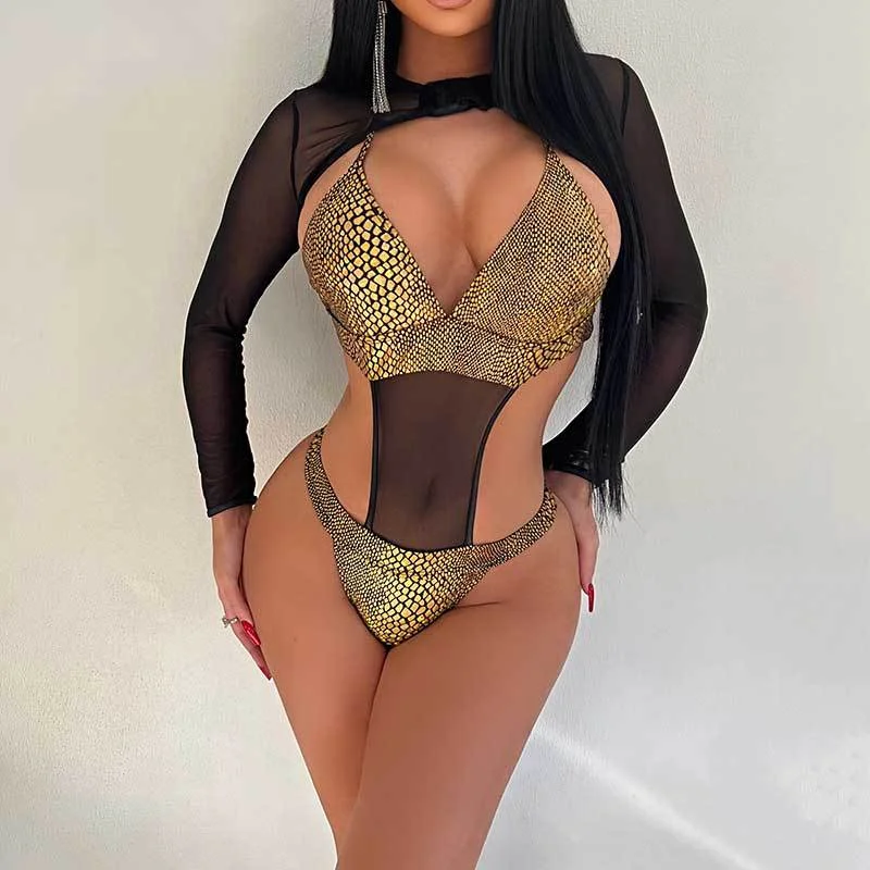 Women's Long Sleeve One-Piece Mesh Bikini Adjustable bikini top, Custom fit, Comfortable, Stylish Women's Long Sleeve One-Piece Mesh Bikini Adjustable bikini top, Custom fit, Comfortable, Stylish