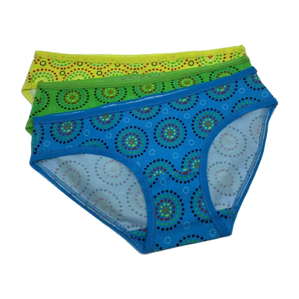 Women's organic cotton low-rise bikini bottoms - Mara design - Pack of 3 Bikini with ruffle sleeves, Feminine, Trendy, Stylish Women's organic cotton low-rise bikini bottoms - Mara design - Pack of 3 Bikini with ruffle sleeves, Feminine, Trendy, Stylish
