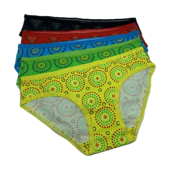 Women's organic cotton low-rise bikini bottoms - Mara design - Pack of 5 Bikini with skirt, Feminine, Trendy, Summer Women's organic cotton low-rise bikini bottoms - Mara design - Pack of 5 Bikini with skirt, Feminine, Trendy, Summer