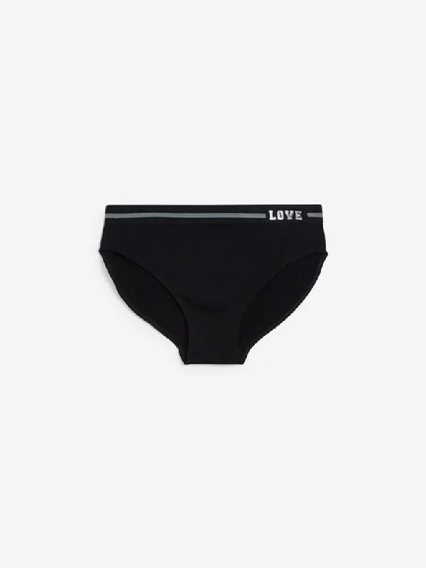 Wunderlove Black Superstar Bikini Briefs Bikini with padding, Supportive, Sexy, Comfortable Wunderlove Black Superstar Bikini Briefs Bikini with padding, Supportive, Sexy, Comfortable