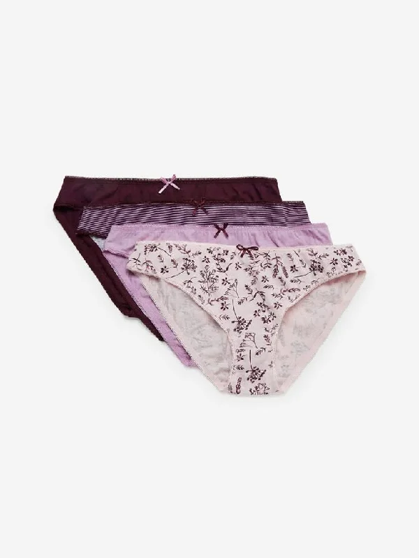 Wunderlove Burgundy Bikini Briefs Set of Four Bikini with mesh sides, Sexy, Trendy, Chic Wunderlove Burgundy Bikini Briefs Set of Four Bikini with mesh sides, Sexy, Trendy, Chic